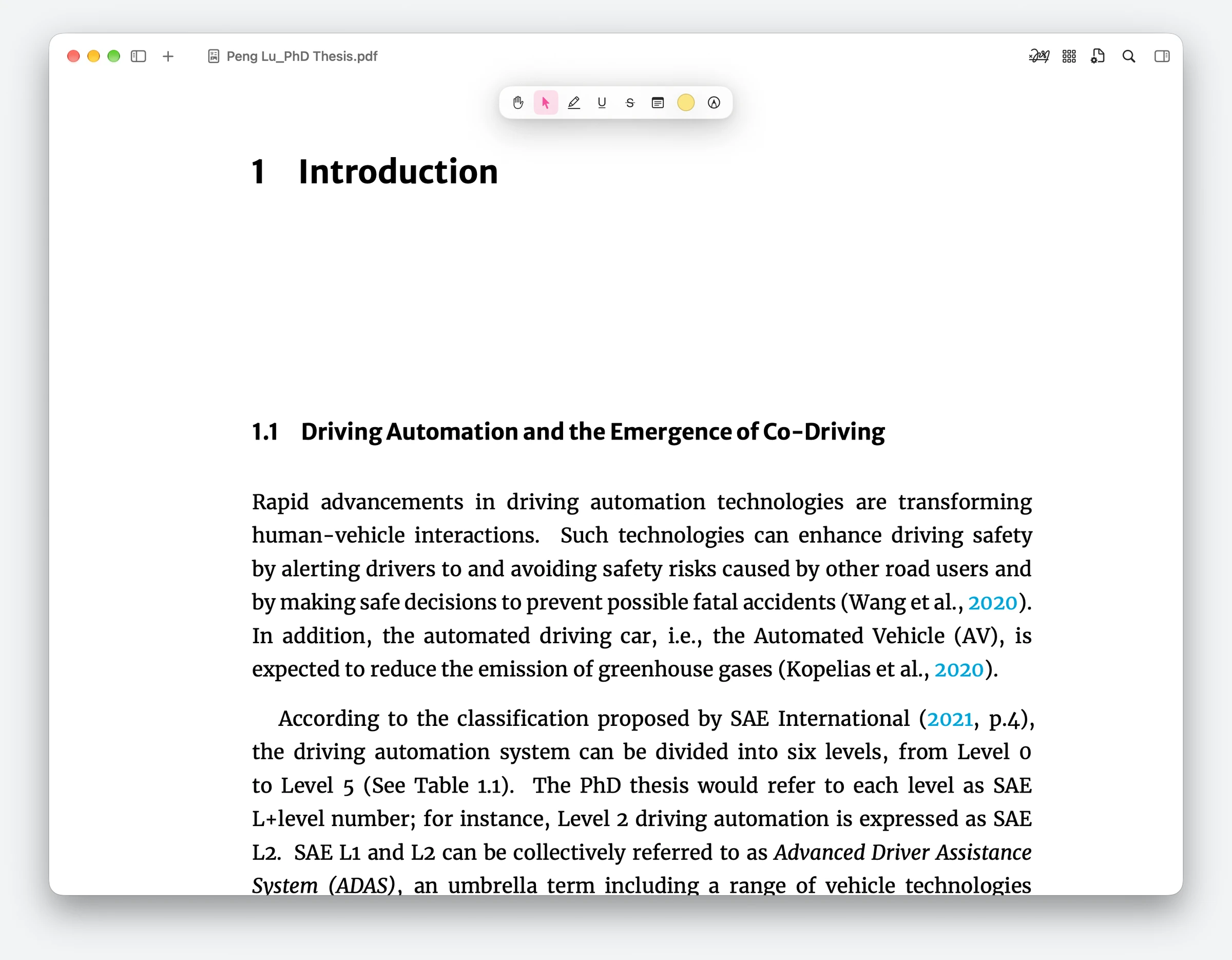 PDFclip's compact horizontal annotation palette above the document